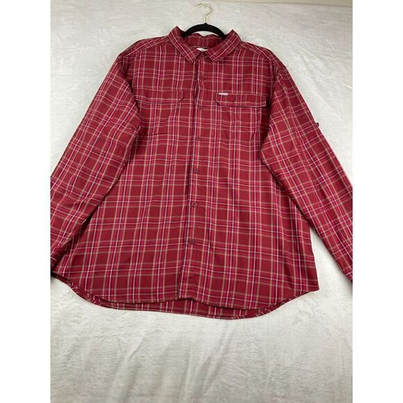 Columbia Button-Up Shirt Men's XL Multicolor Plaid Nylon Collared Long Sleeves - Picture 1 of 10